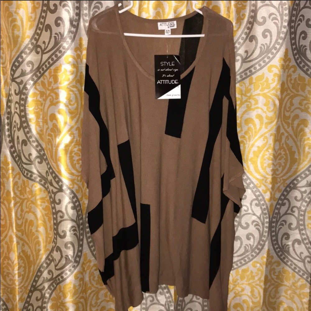 Attitudes by Renee Black & Brown Poncho/Tunic